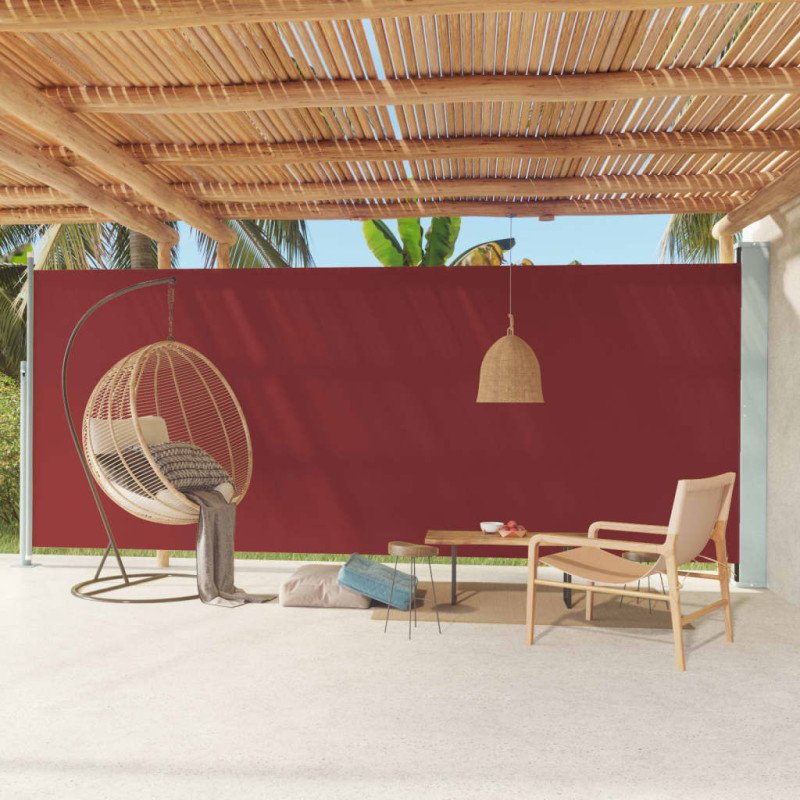 vidaXL Zaťahovacia bočná markíza na terasu 220x600 cm červená