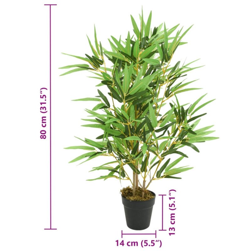 vidaXL Umelý bambusový strom 368 listov 80 cm zelený