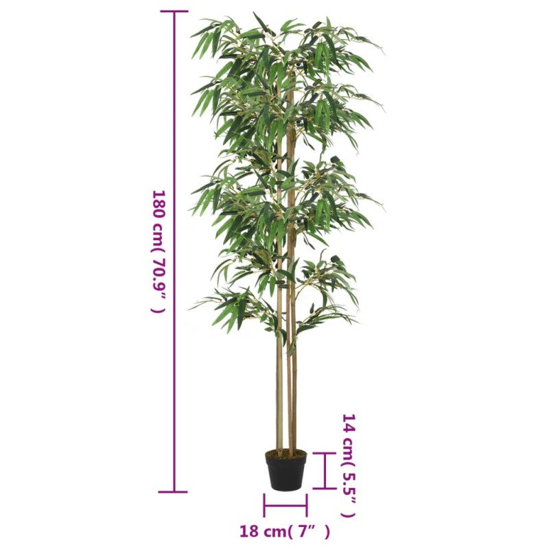 vidaXL Umelý bambusový strom 1216 listov 180 cm zelený