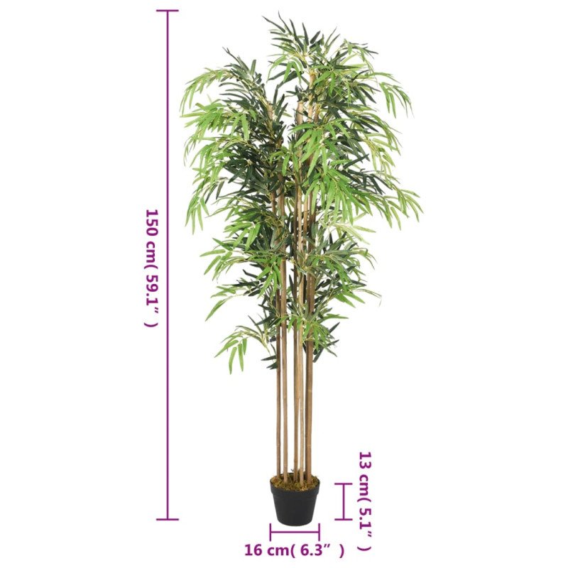vidaXL Umelý bambusový strom 1095 listov 180 cm zelený