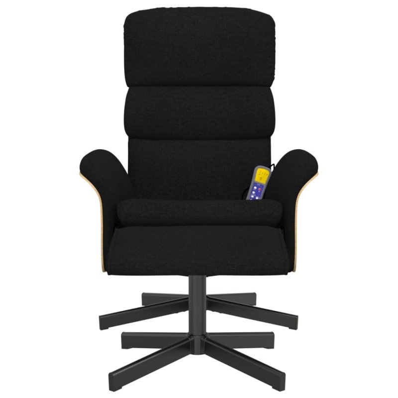 vidaXL Masážne sklápacie kreslo s podnožkou čierne látka