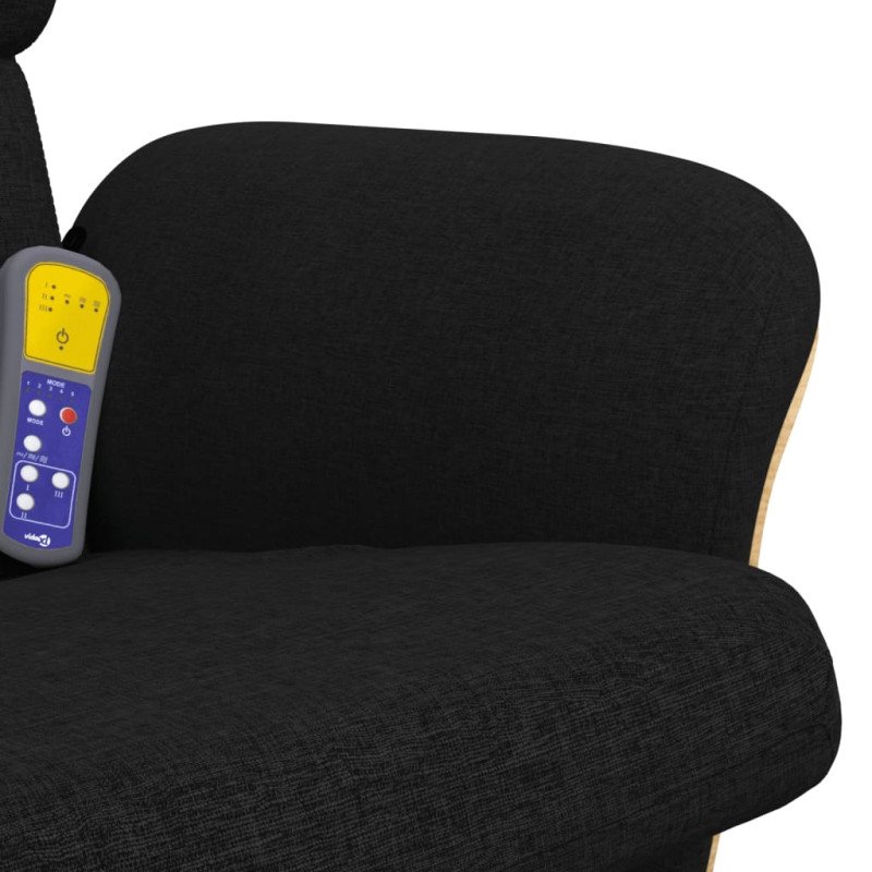 vidaXL Masážne sklápacie kreslo s podnožkou čierne látka