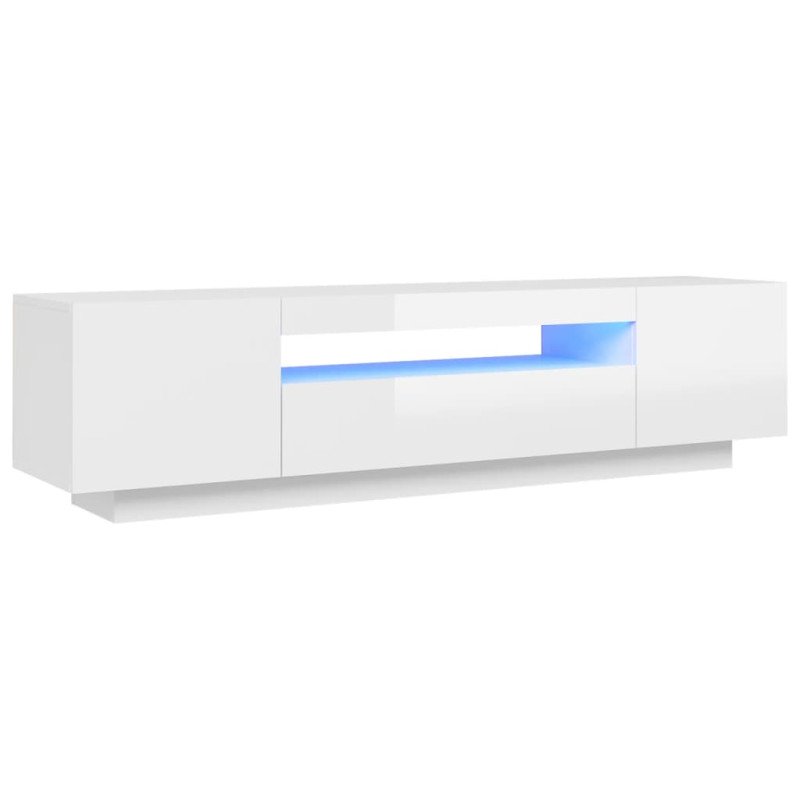 vidaXL TV skrinka s LED svetlami lesklá biela 160x35x40 cm