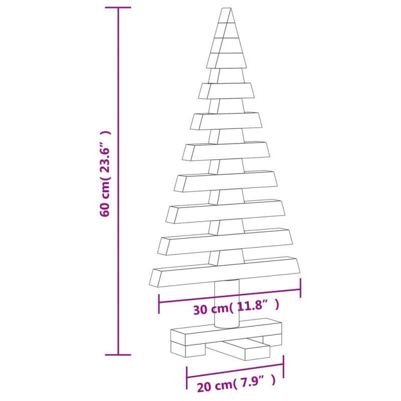 vidaXL Drevený vianočný stromček na dekoráciu 60 cm masívna borovica