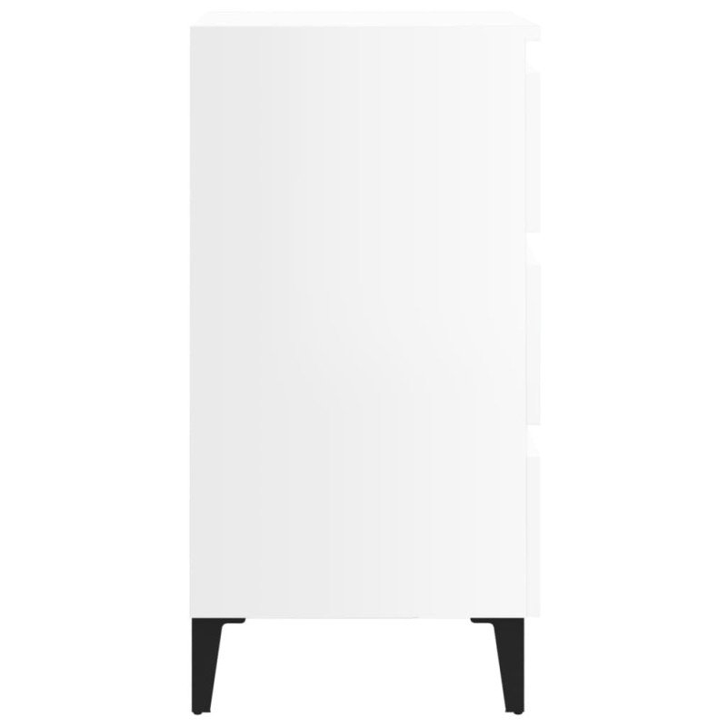vidaXL Nočné stolíky 2 ks nohy z kovu lesklé biele 40x35x69 cm