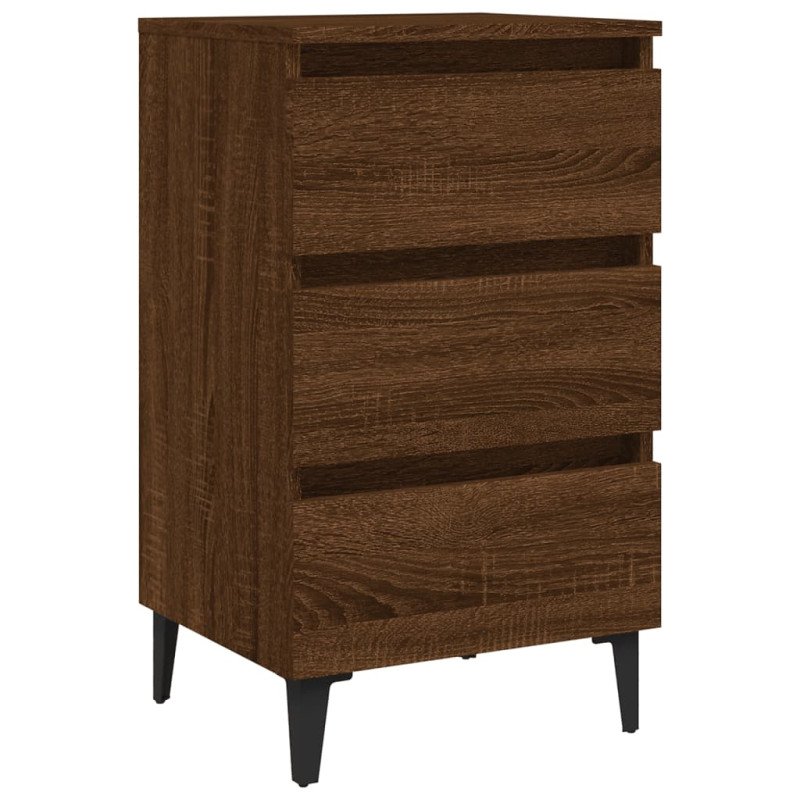 vidaXL Nočné stolíky s kovovými nohami 2 ks hnedý dub 40x35x69 cm
