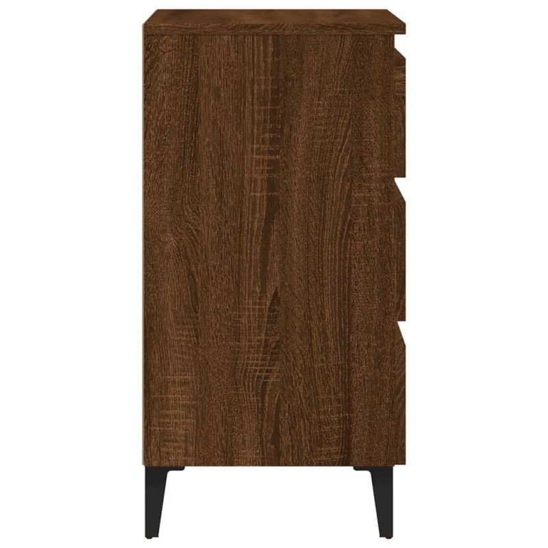 vidaXL Nočné stolíky s kovovými nohami 2 ks hnedý dub 40x35x69 cm