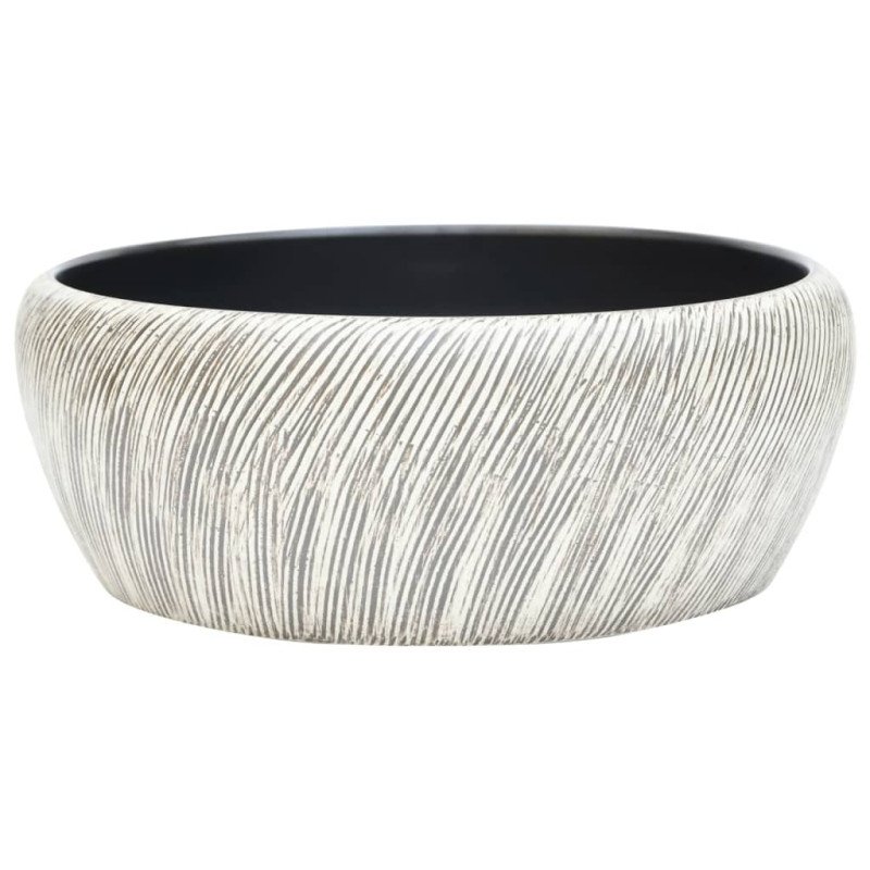 vidaXL Umývadlo na dosku čierno-sivé okrúhle Φ41x14 cm keramické
