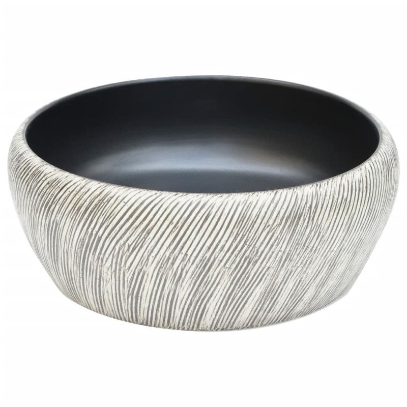 vidaXL Umývadlo na dosku čierno-sivé okrúhle Φ41x14 cm keramické