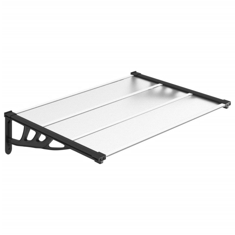 vidaXL Vchodová strieška čierna a priehľadná 122x90cm polykarbonát