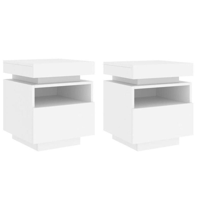 vidaXL Nočné stolíky s LED svetlami 2 ks biele 40x39x48,5 cm
