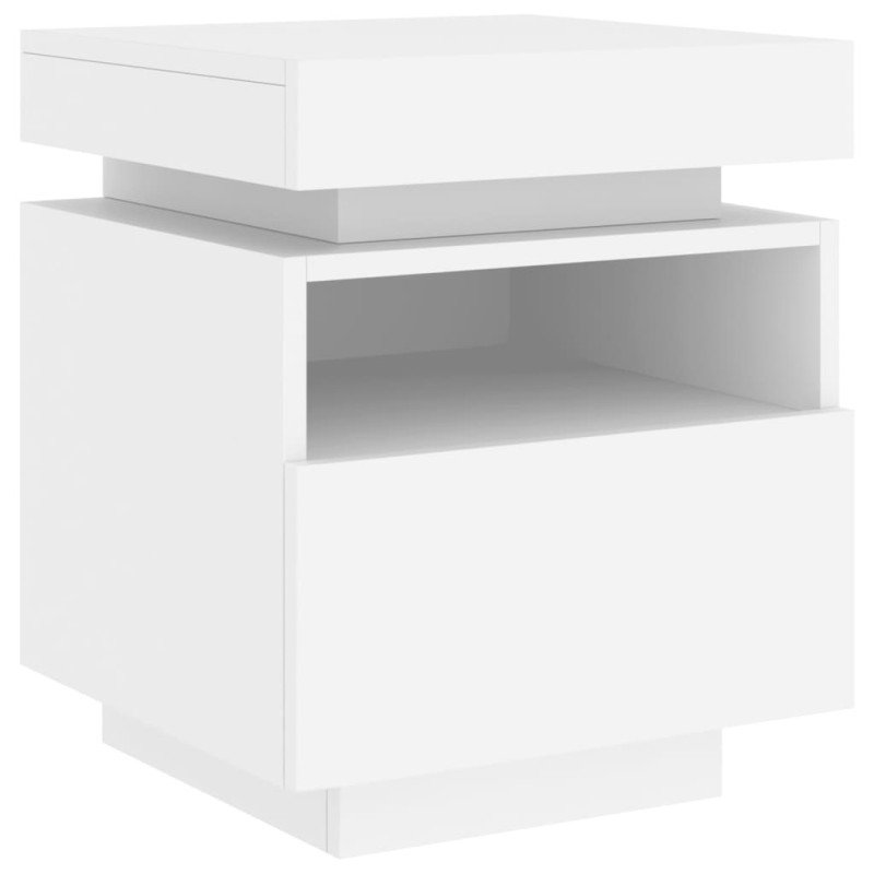 vidaXL Nočné stolíky s LED svetlami 2 ks biele 40x39x48,5 cm