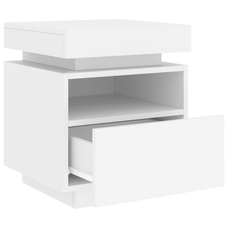 vidaXL Nočné stolíky s LED svetlami 2 ks biele 40x39x48,5 cm