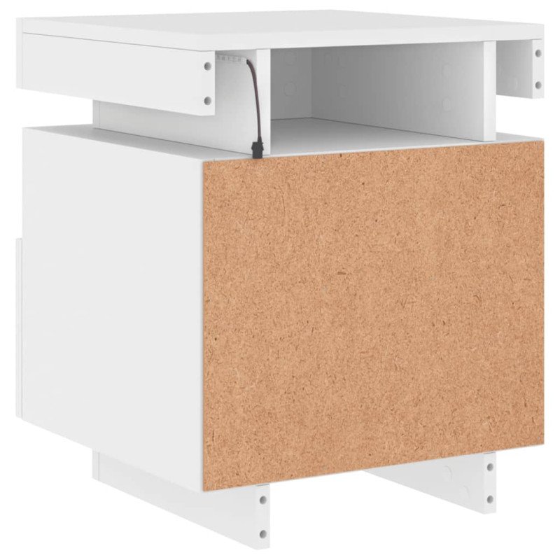 vidaXL Nočné stolíky s LED svetlami 2 ks biele 40x39x48,5 cm