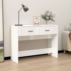 vidaXL Konzolový stolík lesklý biely 100x39x75 cm spracované drevo