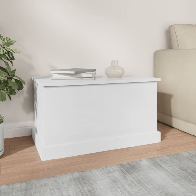 vidaXL Úložný box lesklý biely 70x40x38 cm spracované drevo
