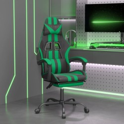 vidaXL Otočná herná stolička s podnožkou čierna a zelená umelá koža