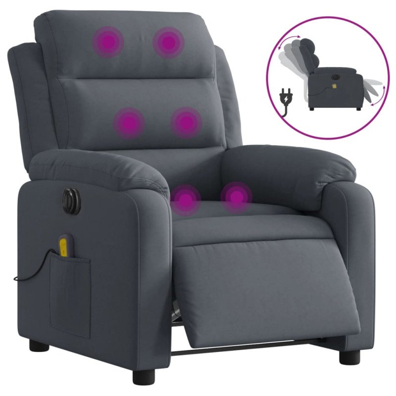 vidaXL Elektrické masážne sklápacie kreslo tmavosivé zamat