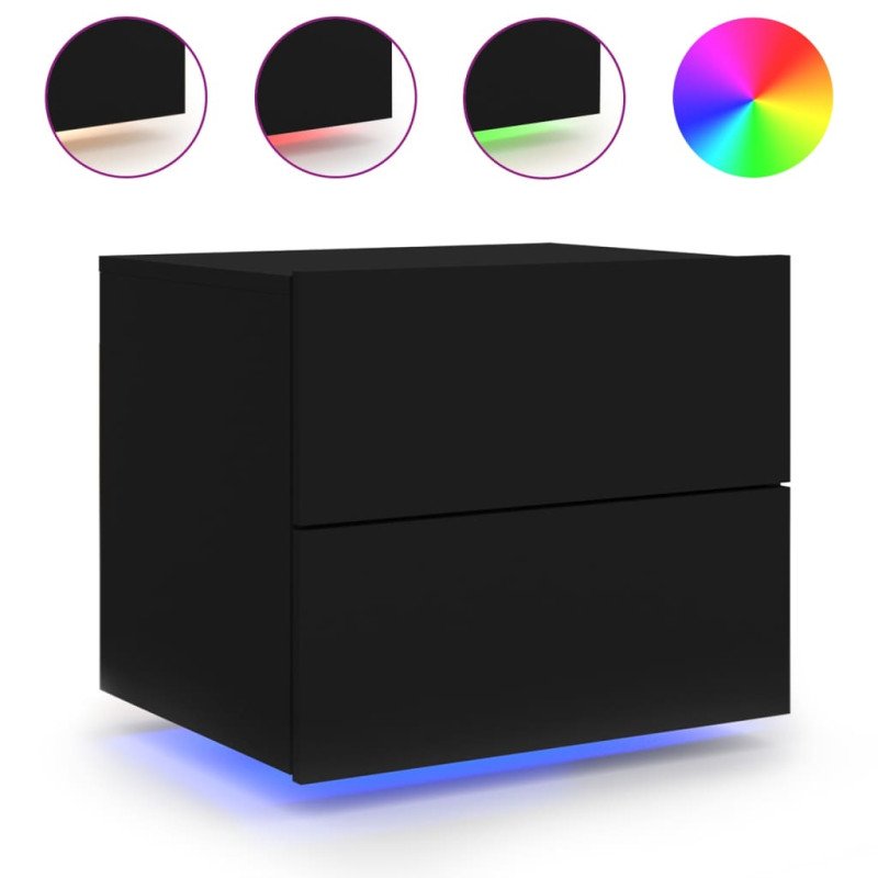 vidaXL Nástenné nočné skrinky s LED osvetlením 2 ks čierne