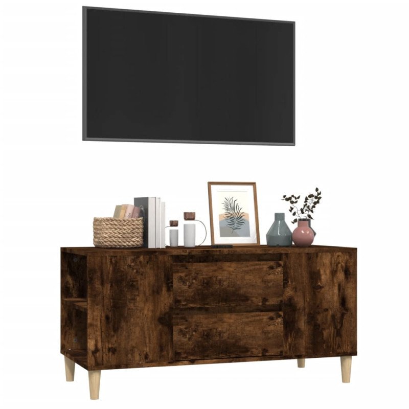 vidaXL TV skrinka dymový dub 102x44,5x50 cm spracované drevo