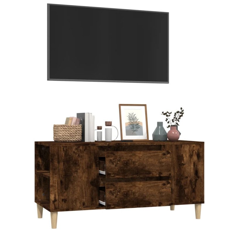vidaXL TV skrinka dymový dub 102x44,5x50 cm spracované drevo