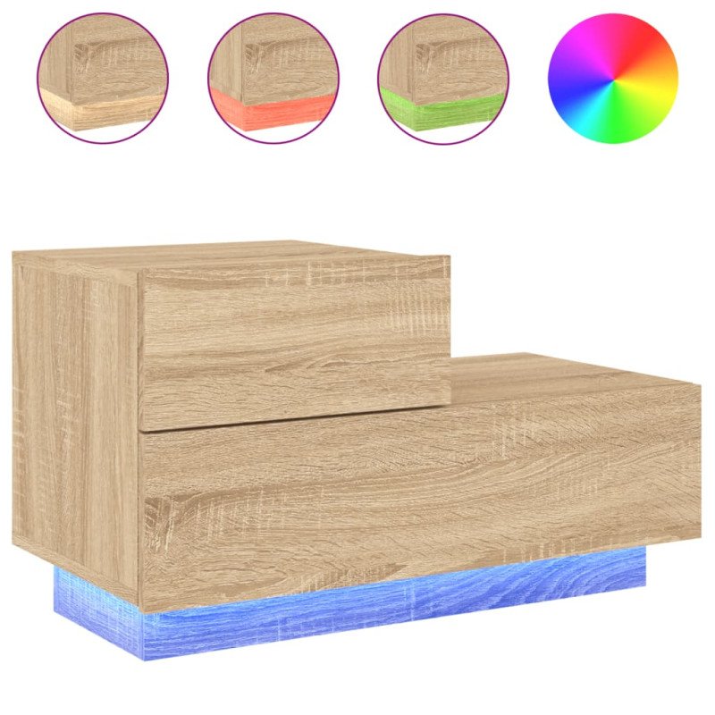 vidaXL Nočný stolík s LED svetlami dub sonoma 70x36x40,5 cm