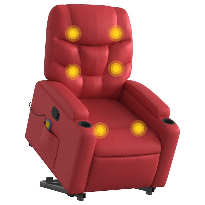 vidaXL Zdvíhacie masážne sklápacie kreslo červené umelá koža