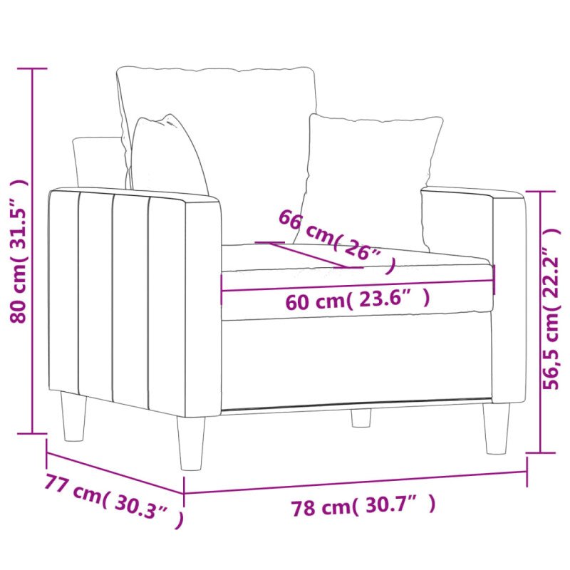 vidaXL Kreslo modré 60 cm zamat