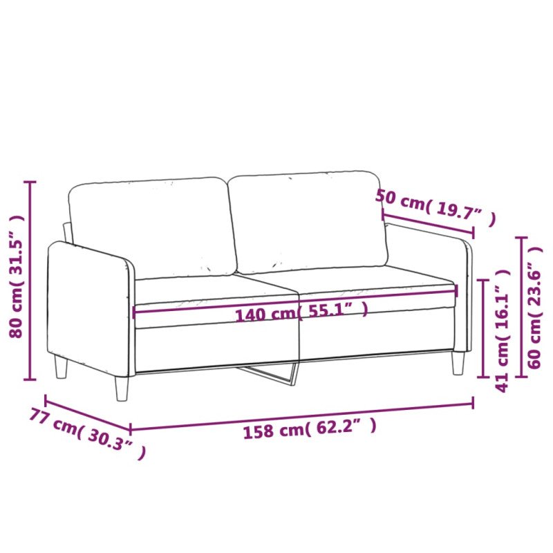 vidaXL 2-miestna pohovka modrá 140 cm zamat