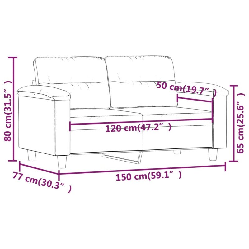 vidaXL 2-miestna pohovka bledosivá 120 cm mikrovlákno