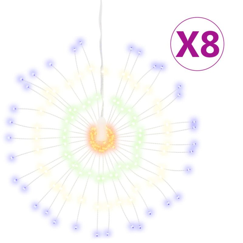 vidaXL Vianočné svietiace hviezdy 140 LED 8 ks viacfarebné 17 cm
