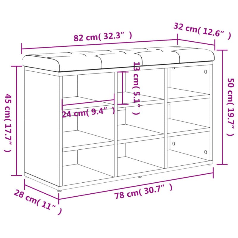 vidaXL Lavička na topánky dub sonoma 82x32x50 cm kompozitné drevo