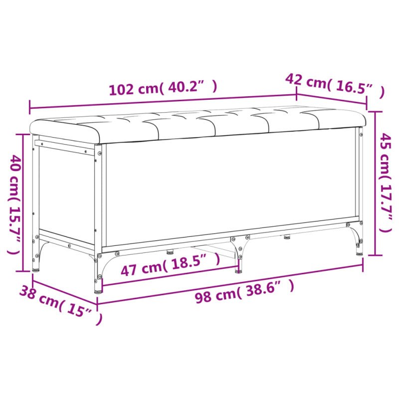 vidaXL Úložná lavička čierna 102x42x45 cm kompozitné drevo