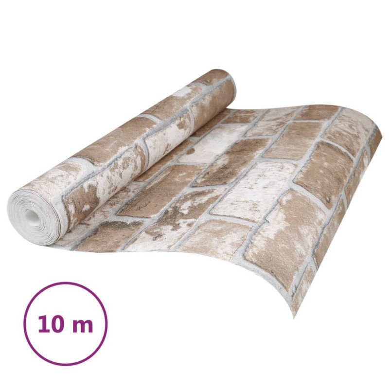 vidaXL Tapeta 3D tehlová potlač hnedá