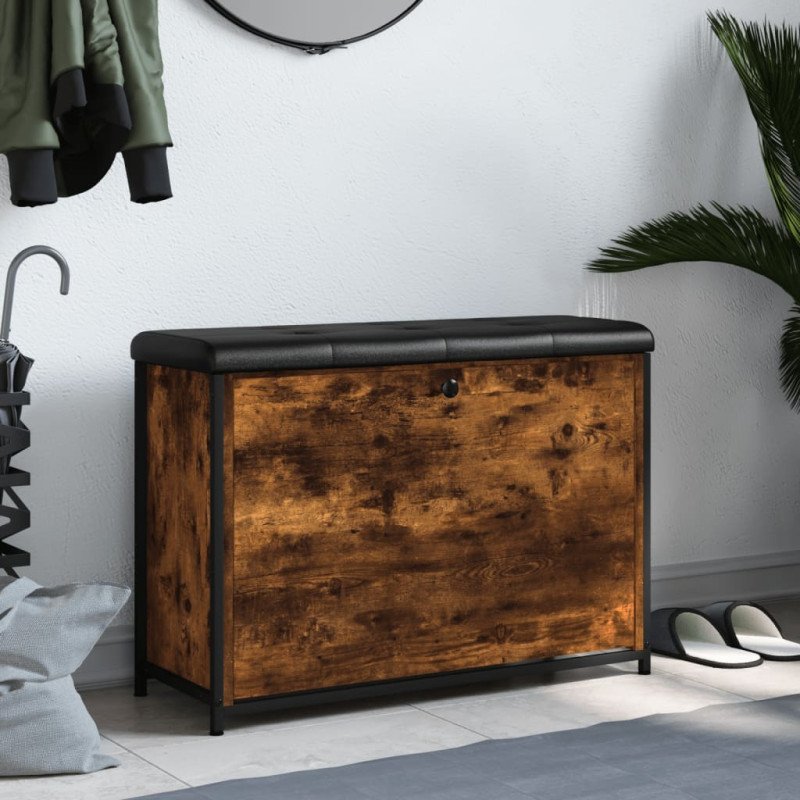 vidaXL Lavička na topánky s vyklápacou zásuvkou dymový dub 82x32x56 cm