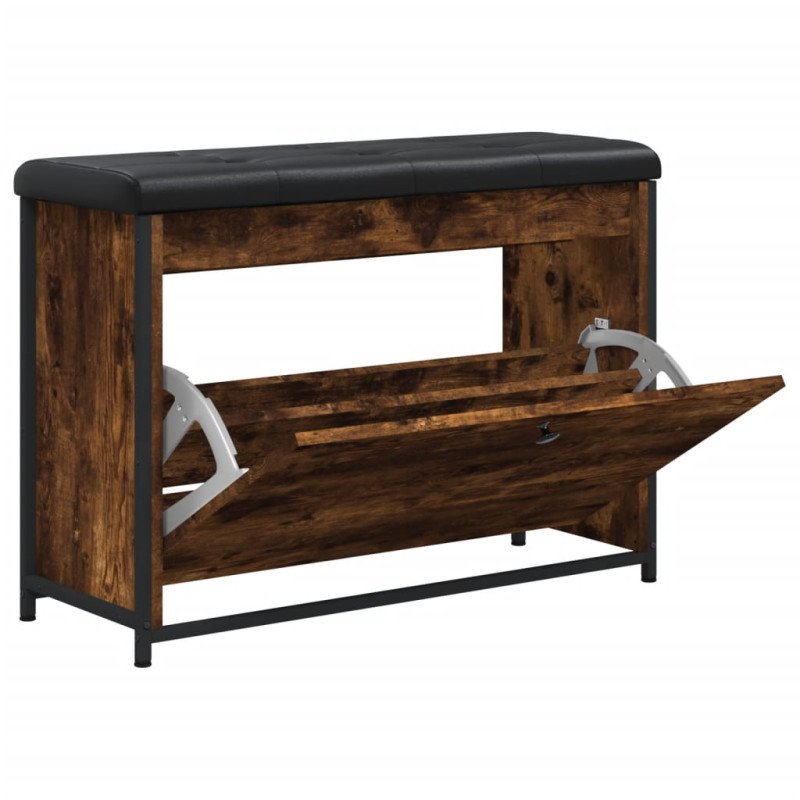 vidaXL Lavička na topánky s vyklápacou zásuvkou dymový dub 82x32x56 cm