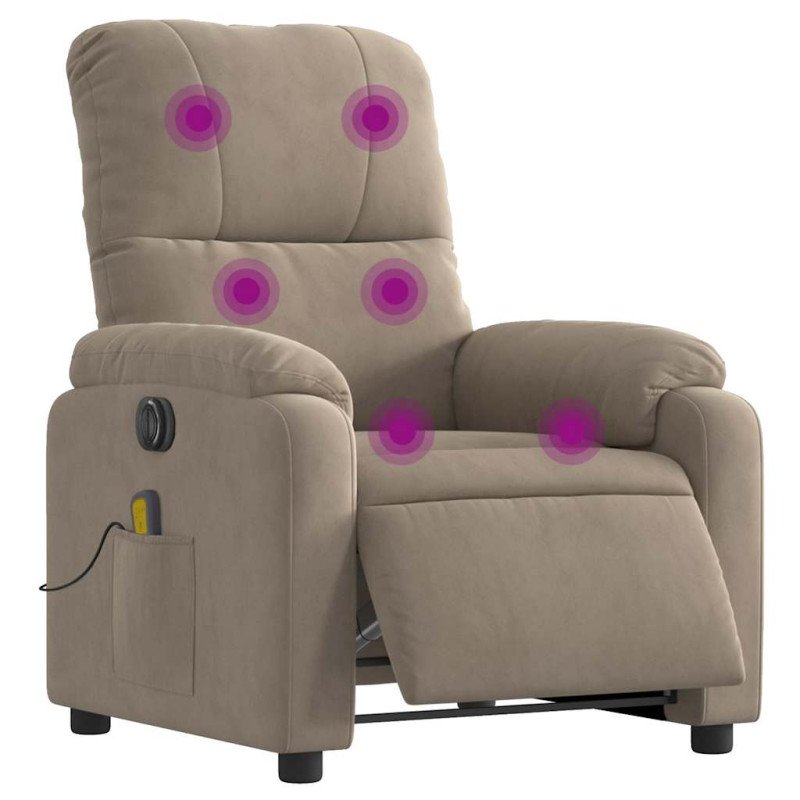 vidaXL Elektrické masážne skláp. kreslo sivohnedé mikrovláknová látka