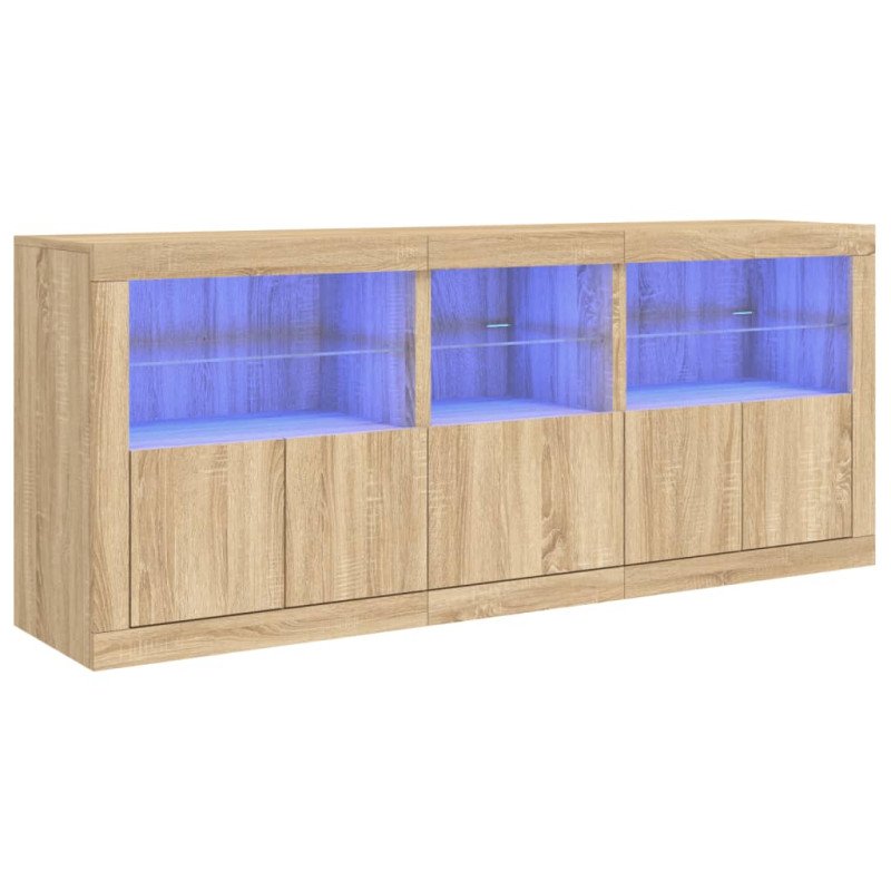 vidaXL Komoda s LED svetlami dub sonoma 162x37x67 cm