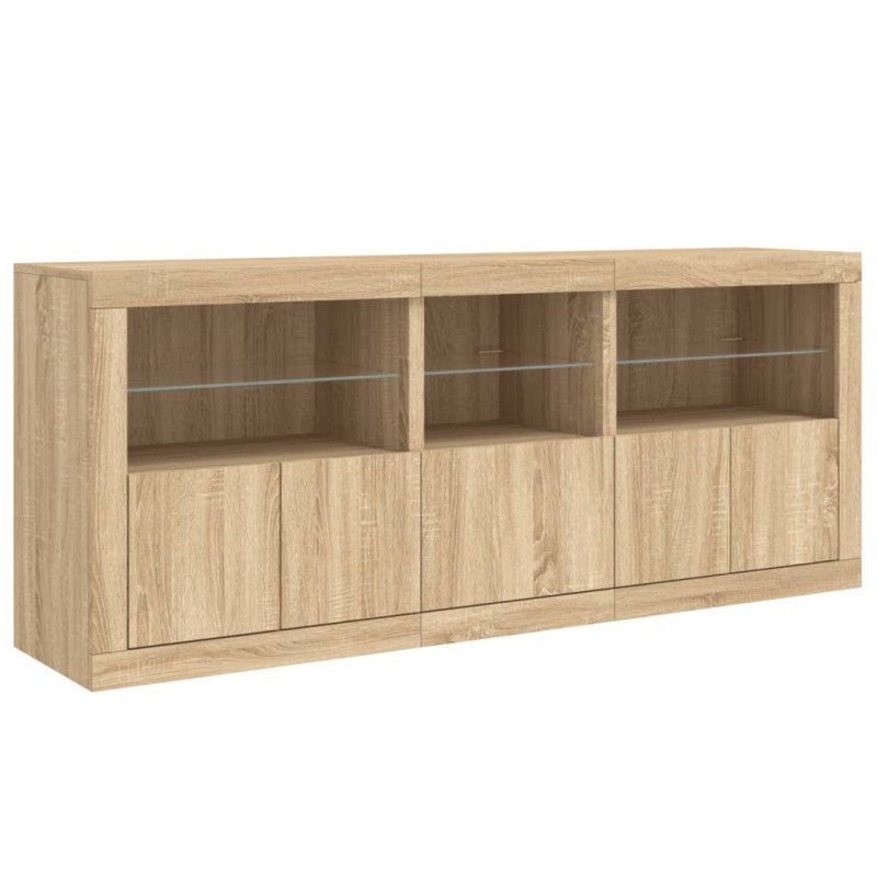 vidaXL Komoda s LED svetlami dub sonoma 162x37x67 cm