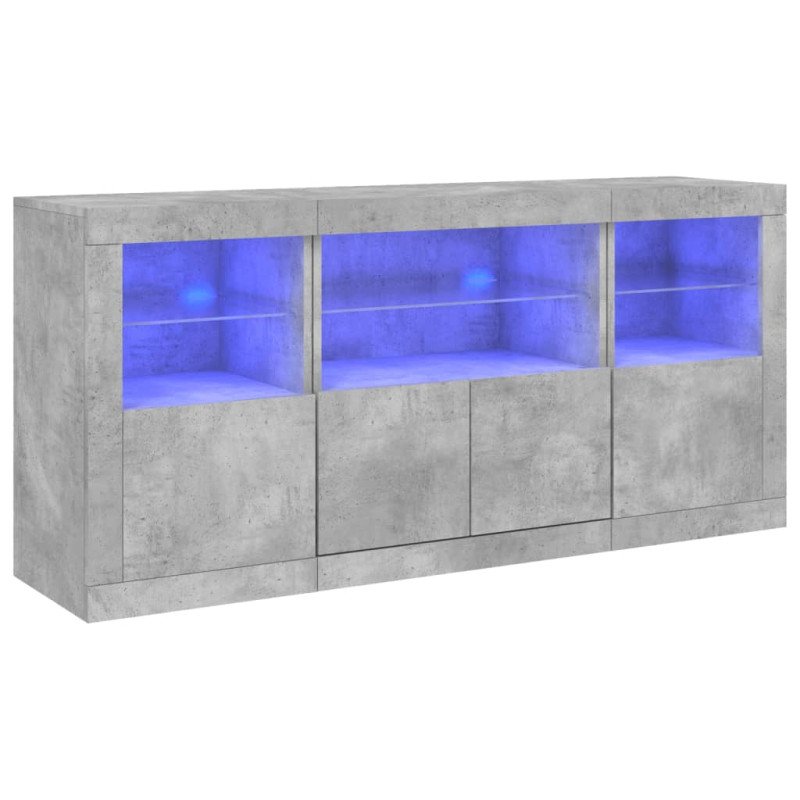 vidaXL Komoda s LED svetlami betónovo-sivá 142,5x37x67 cm