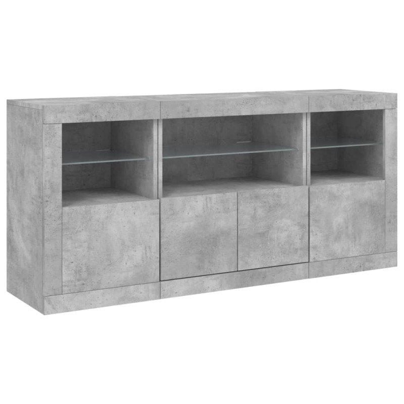 vidaXL Komoda s LED svetlami betónovo-sivá 142,5x37x67 cm