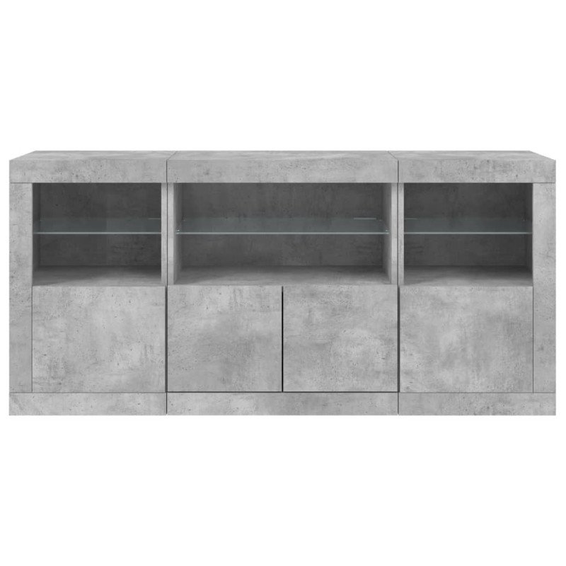 vidaXL Komoda s LED svetlami betónovo-sivá 142,5x37x67 cm