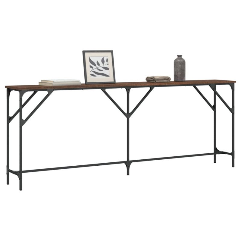 vidaXL Konzolový stolík hnedý dub 200x29x75 cm kompozitné drevo