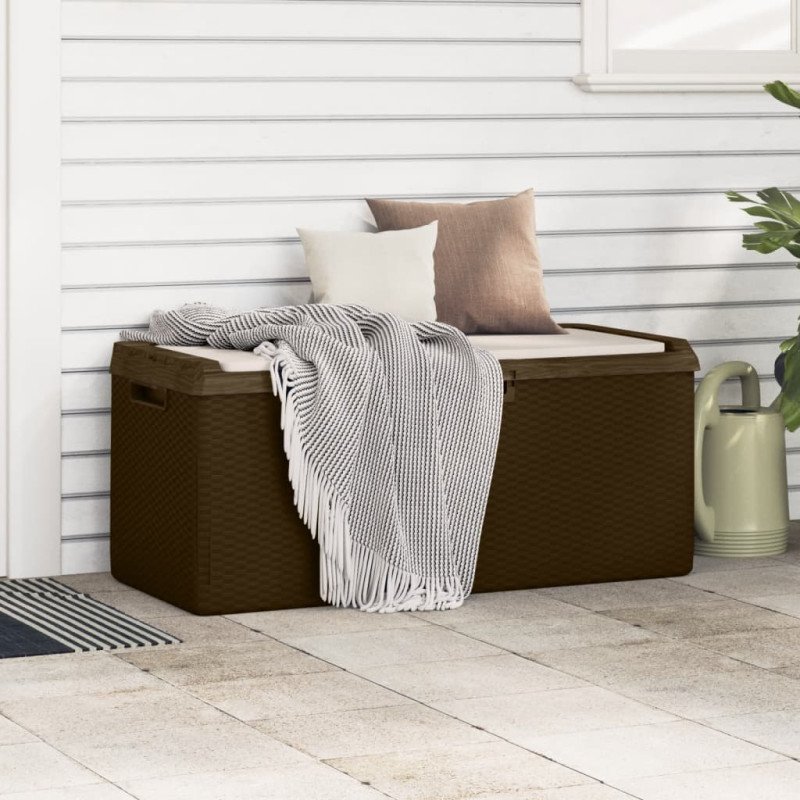 vidaXL Záhradný úložný box s podsedákom hnedý 350 l PP