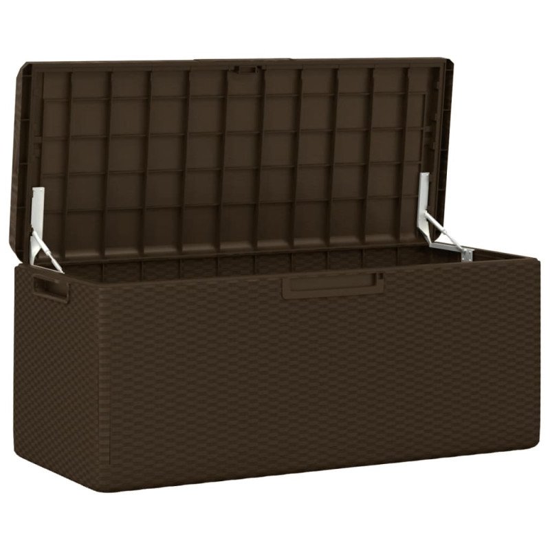 vidaXL Záhradný úložný box s podsedákom hnedý 350 l PP