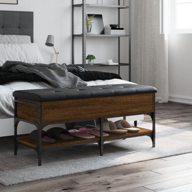 vidaXL Lavička na topánky hnedý dub 102x42x45 cm kompozitné drevo