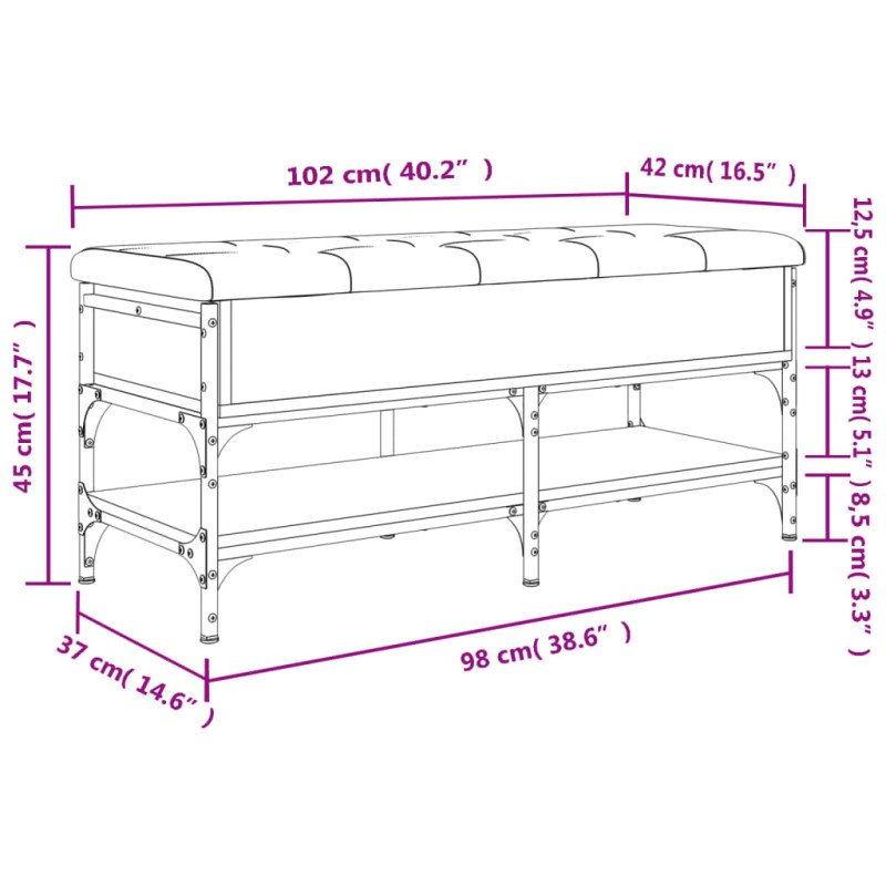 vidaXL Lavička na topánky hnedý dub 102x42x45 cm kompozitné drevo