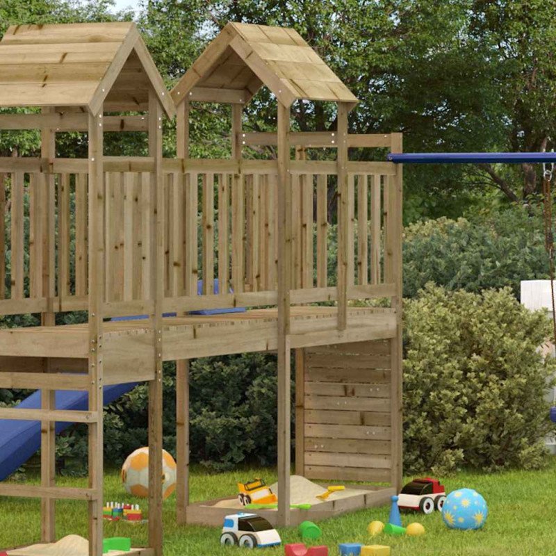 vidaXL Hracia veža s lezeckou stenou 53x110,5x214 cm impregn. borovica
