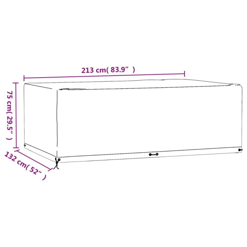 vidaXL Obaly na záhradný nábytok 2 ks 12 očiek 213x132x75 cm obdĺžnik