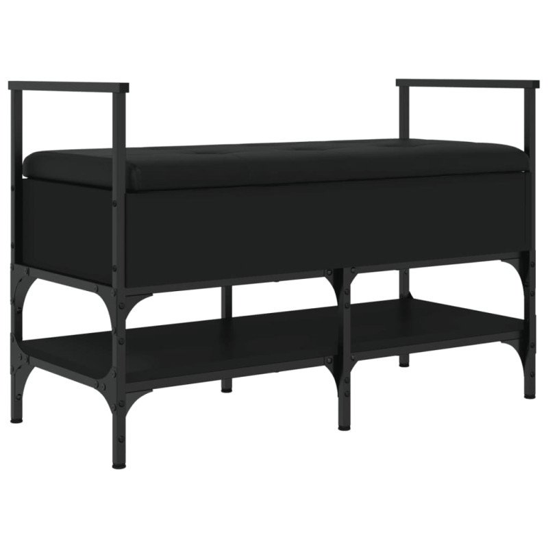 vidaXL Lavička na topánky čierna 85,5x42x57,5 cm kompozitné drevo